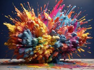 Explosion of multi-coloured paint.